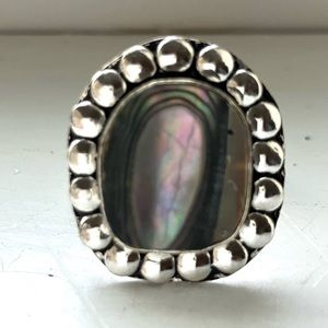 NWOT Natural Abalone 925 Sterling Silver plated Ring. 9